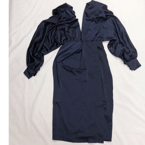 ASOS Shoulder Pad Long Sleeve Midi Selenia Dress - Picture 6 of 8